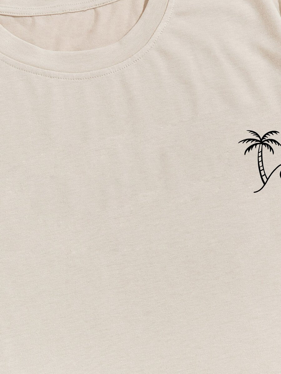 Men's Tropical Print Short Sleeve T Shirt Vacation Style Casual Beach Graphic Tee Lightweight Comfortable Summer Outfit For Men