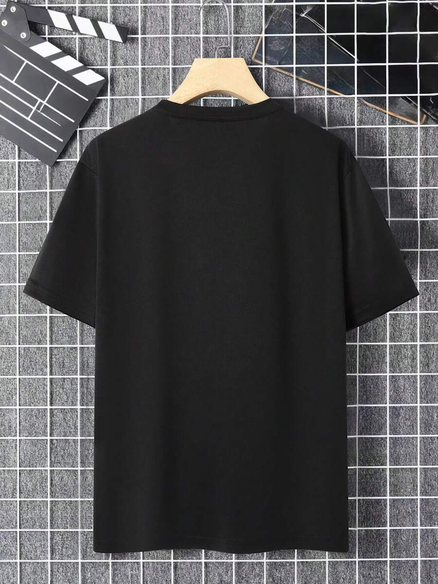 Men's Summer Casual Short Sleeve T Shirt With Letter Print Minimalist Graphic Round Neck Comfortable Daily Wear Fashion Tee For Men