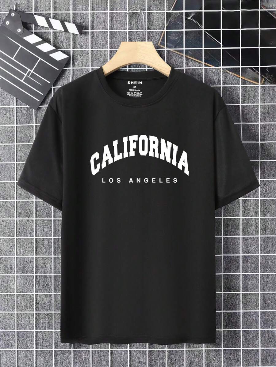 Men's Summer Casual Short Sleeve T Shirt With Letter Print Minimalist Graphic Round Neck Comfortable Daily Wear Fashion Tee For Men