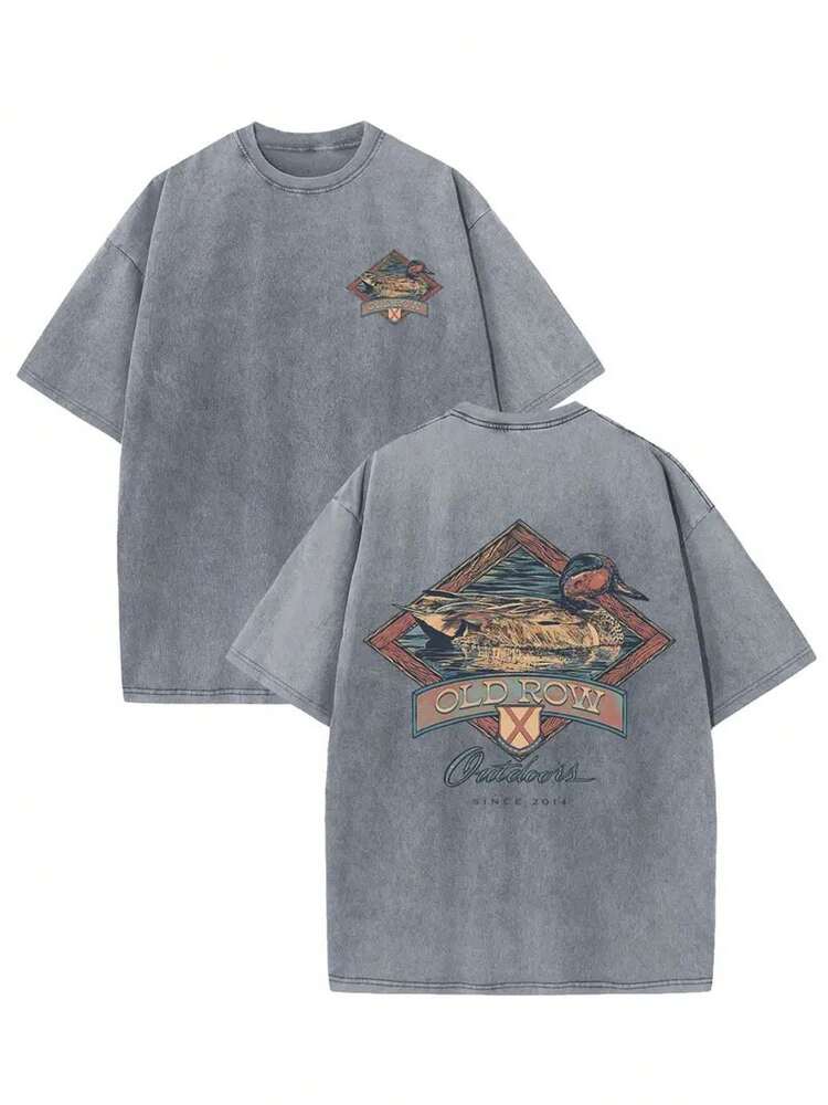 Men's Retro Washed Cotton T Shirt Outkast Graphic Photo Print 230g Vintage Short Sleeve Casual Summer Fashion Holiday Gift Tee