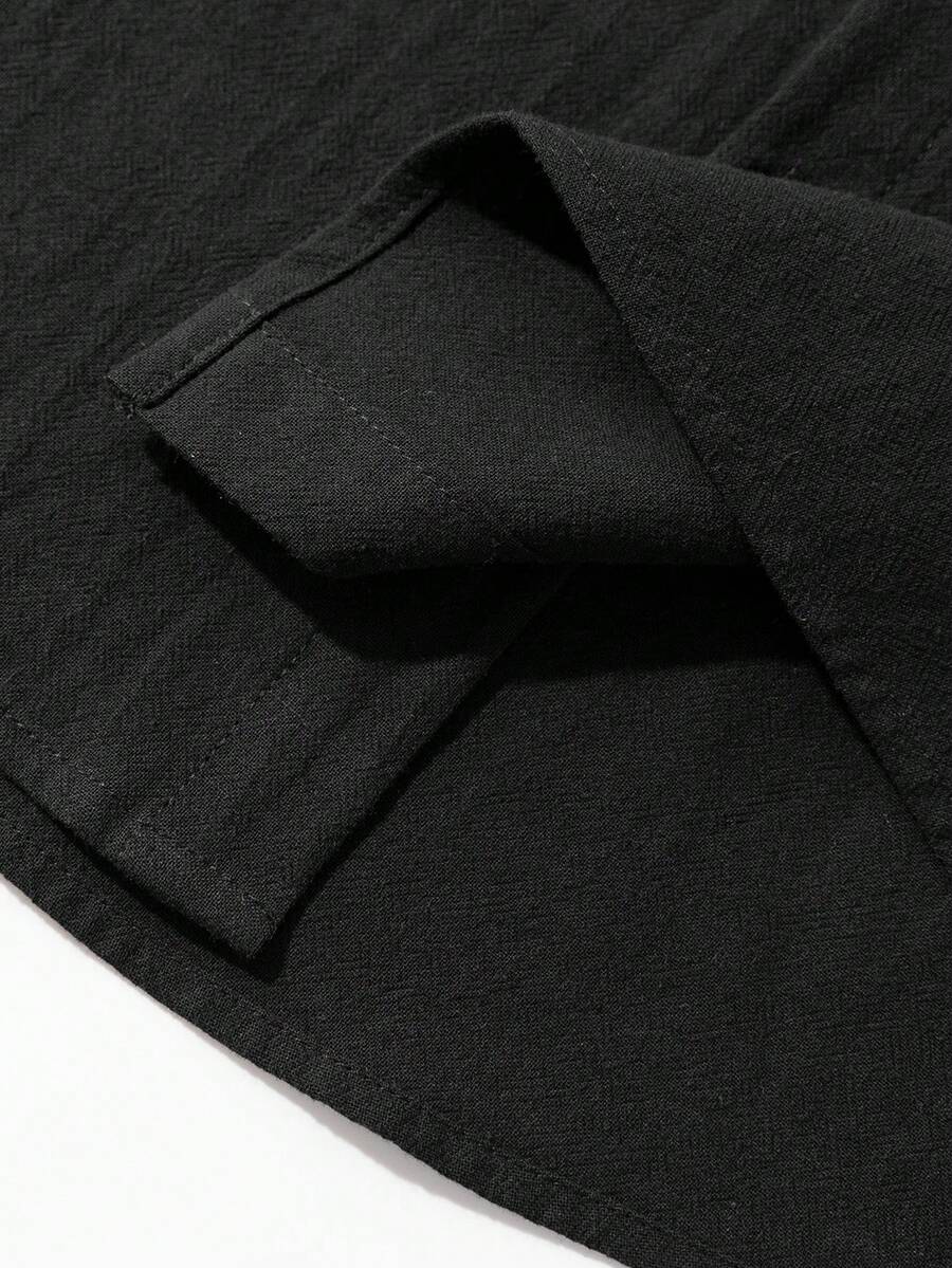 Men's Solid Color Single Breasted Shirt And Shorts With Pockets Two Piece Casual Outfit Summer Vacation Daily Wear Clothing For Men