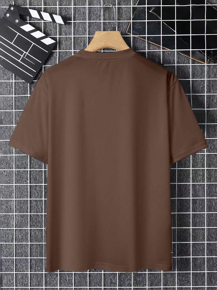 Men's Summer Casual Short Sleeve T Shirt With Letter Print Minimalist Graphic Round Neck Comfortable Daily Wear Fashion Tee For Men