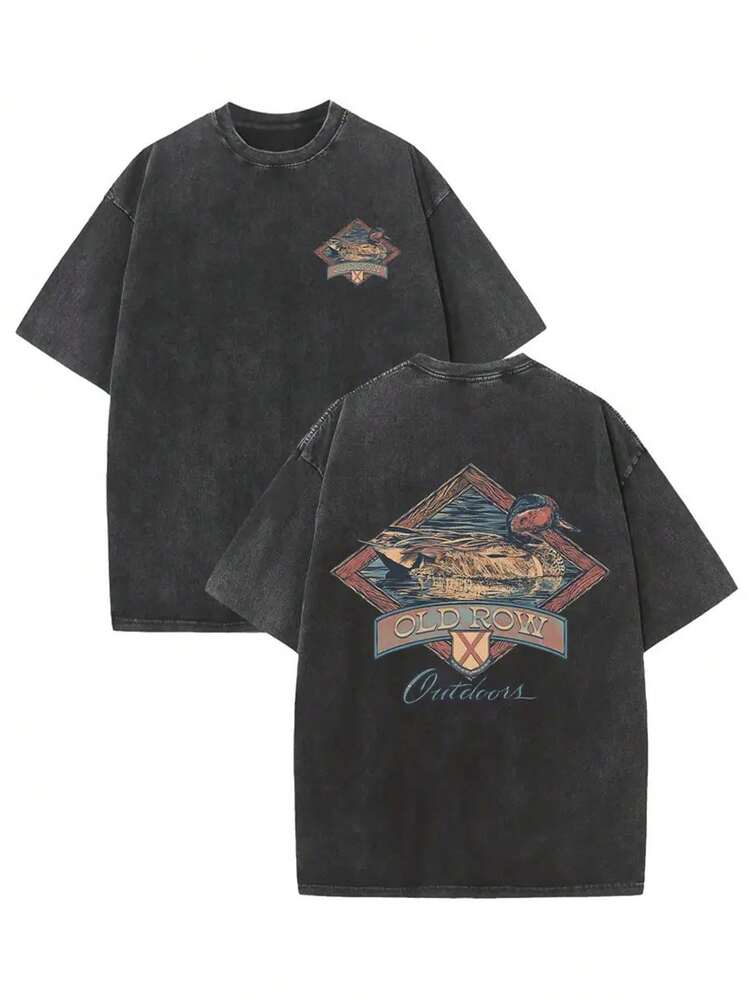Men's Retro Washed Cotton T Shirt Outkast Graphic Photo Print 230g Vintage Short Sleeve Casual Summer Fashion Holiday Gift Tee