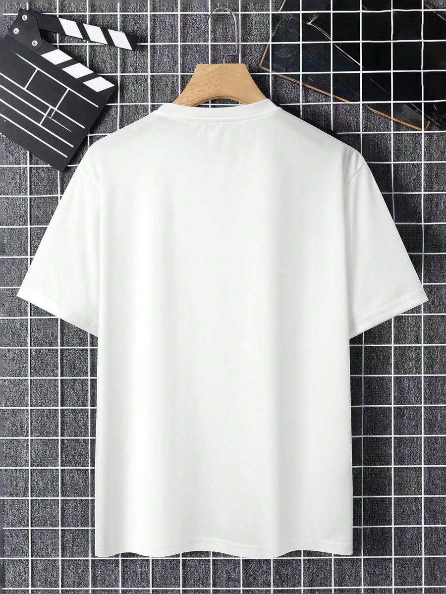 Men's Summer Casual Short Sleeve T Shirt With Letter Print Minimalist Graphic Round Neck Comfortable Daily Wear Fashion Tee For Men