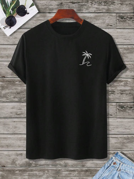 Men's Tropical Print Short Sleeve T Shirt Vacation Style Casual Beach Graphic Tee Lightweight Comfortable Summer Outfit For Men