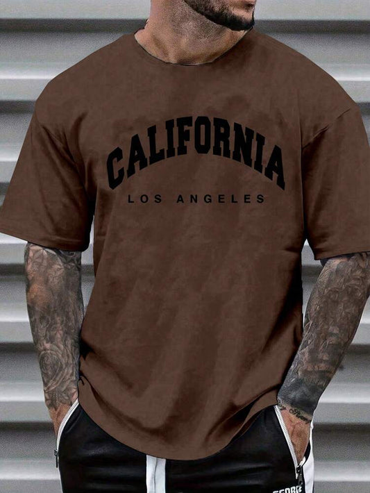 Men's Summer Casual Short Sleeve T Shirt With Letter Print Minimalist Graphic Round Neck Comfortable Daily Wear Fashion Tee For Men