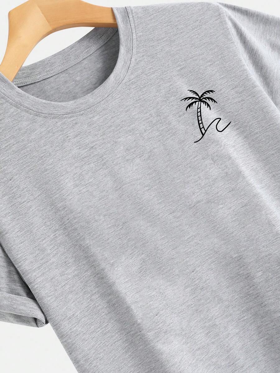 Men's Tropical Print Short Sleeve T Shirt Vacation Style Casual Beach Graphic Tee Lightweight Comfortable Summer Outfit For Men