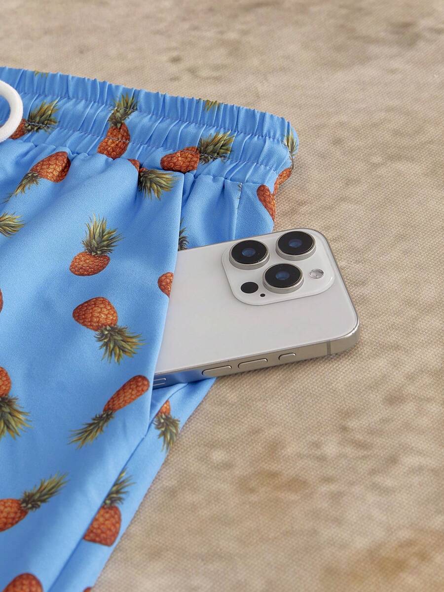 Men's Floral Print Short Sleeve T Shirt And Drawstring Shorts Two Piece Casual Summer Outfit Vacation Style Knitted Set For Men
