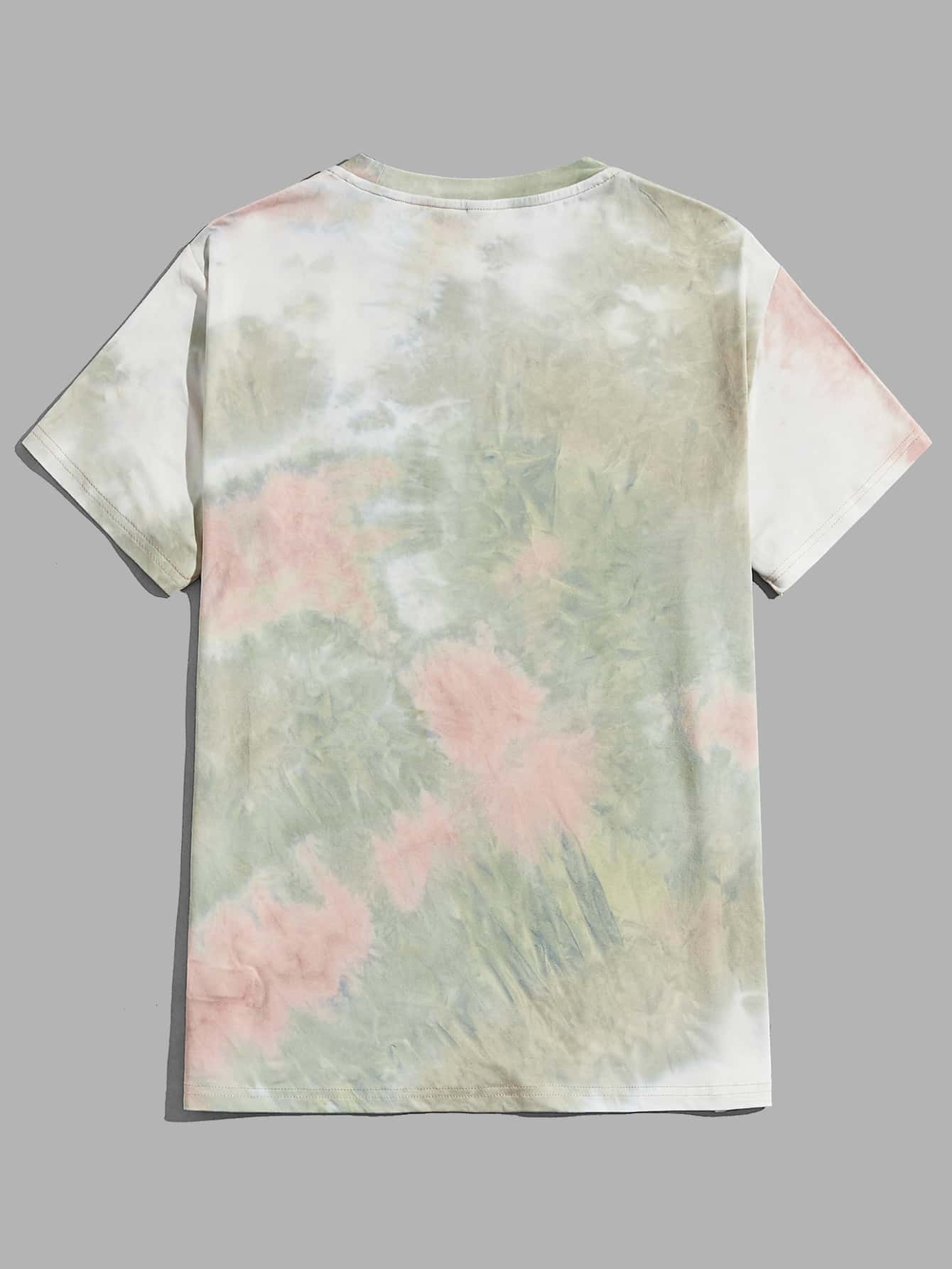 Men's Palm Tree Tie Dye Print Short Sleeve T Shirt Vacation Style Summer Casual Beach Graphic Tee Comfortable Daily Wear For Men