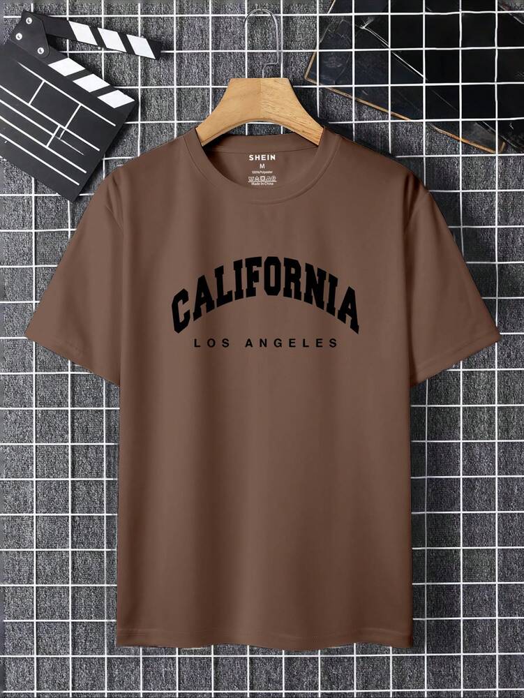 Men's Summer Casual Short Sleeve T Shirt With Letter Print Minimalist Graphic Round Neck Comfortable Daily Wear Fashion Tee For Men
