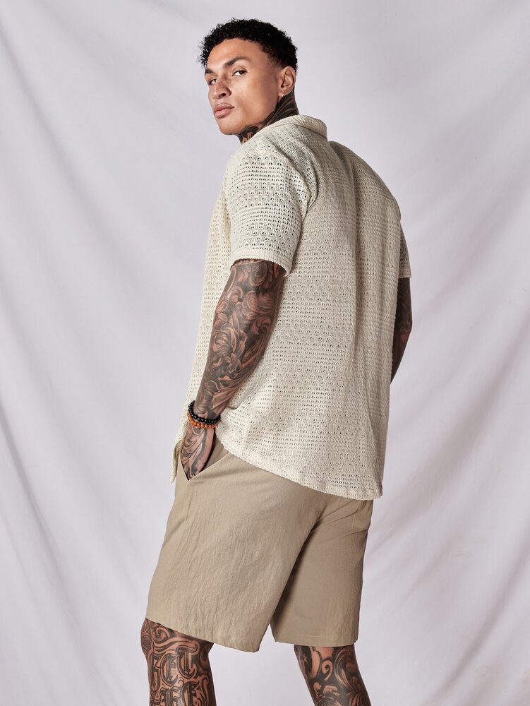 Men's Cotton Solid Shirt Tank Top And Drawstring Shorts Three Piece Casual Boho Outfit Summer Vacation Daily Wear Clothing For Men