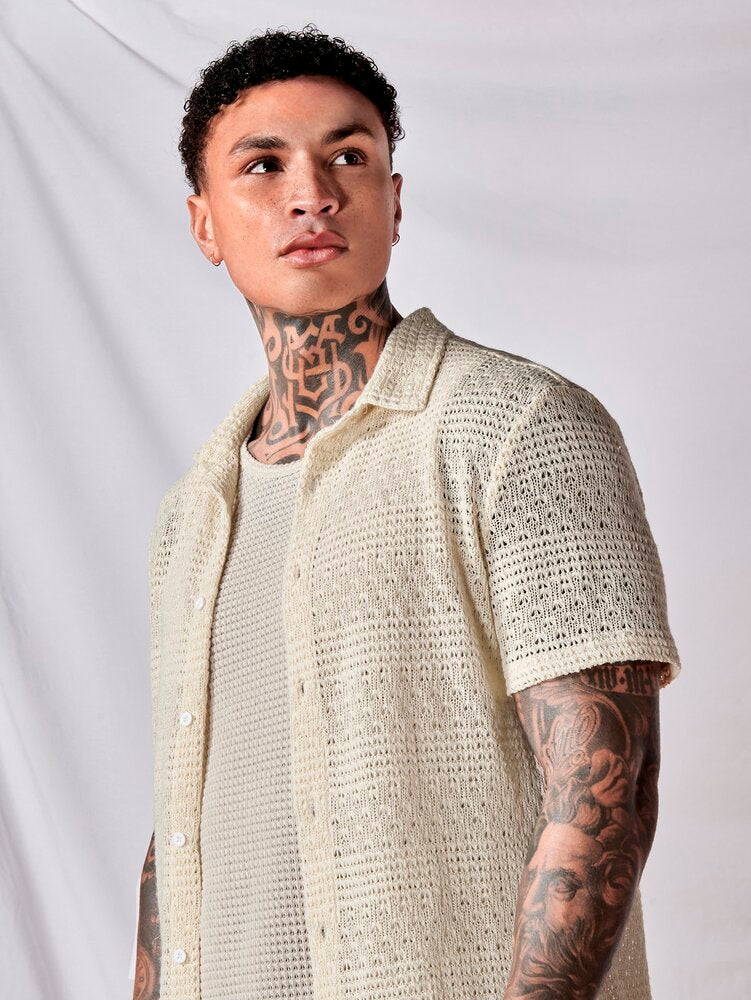 Men's Cotton Solid Shirt Tank Top And Drawstring Shorts Three Piece Casual Boho Outfit Summer Vacation Daily Wear Clothing For Men